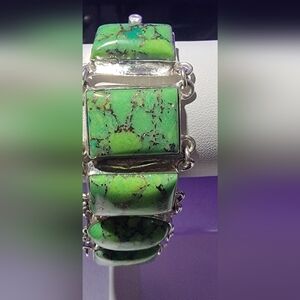 Natural green copper turquoise bracelet